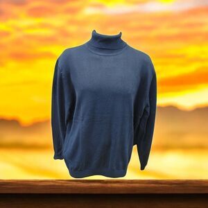 MEN'S BAGAZIO LONG SLEEVE NAVY ACRYLIC TURTLENECK SWEATER. 2102Y5